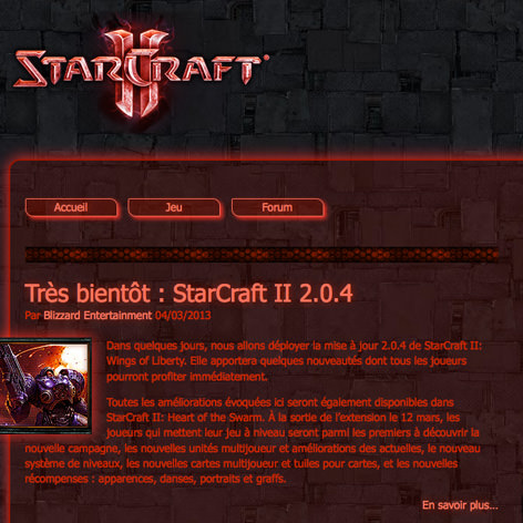 page html5 jeu starcraft 2